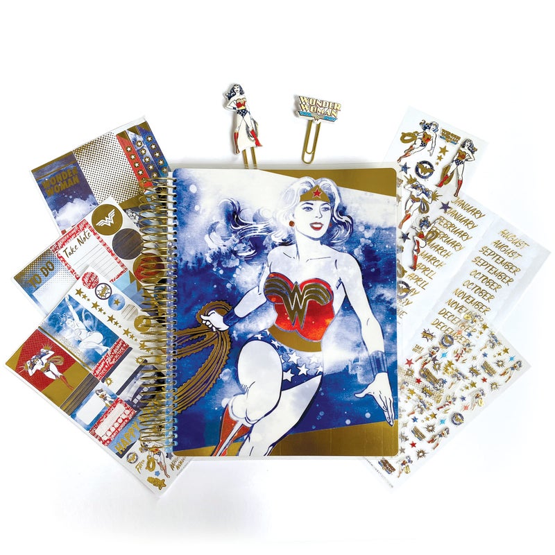 Paper House Productions DC Comics Wonder Woman 12 Month Undated Planner Set with Month and Event Flag Stickers and More! - Image 1